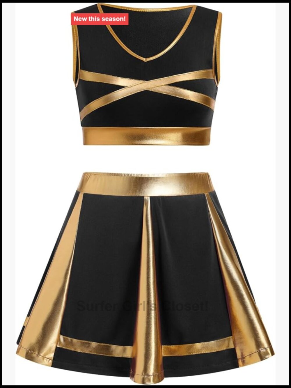 Metallic Cheerleader Costume Crop Top Pleated Mini Skirt Adult Cheer Dance